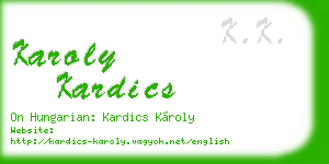 karoly kardics business card