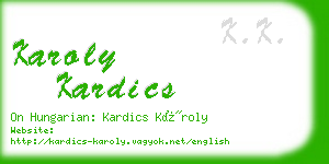 karoly kardics business card
